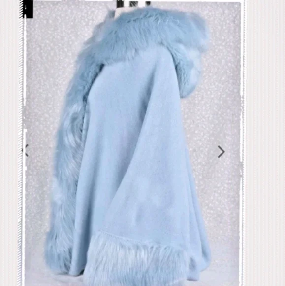 COPY - NWT Hooded Cape- faux fur trimmed